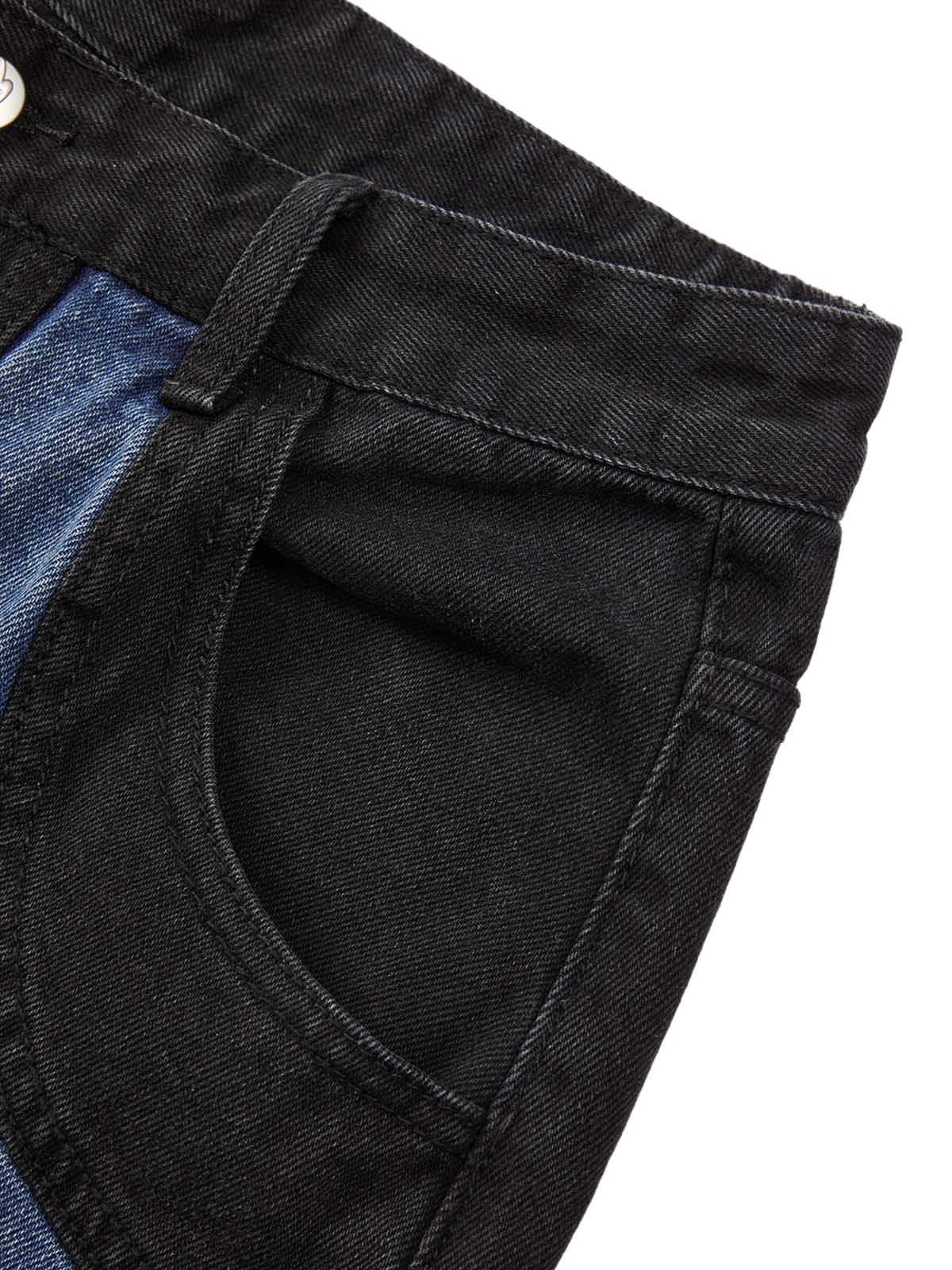 Kurzärmliges Cropped-Denim-Set mit dekonstruiertem Patchwork