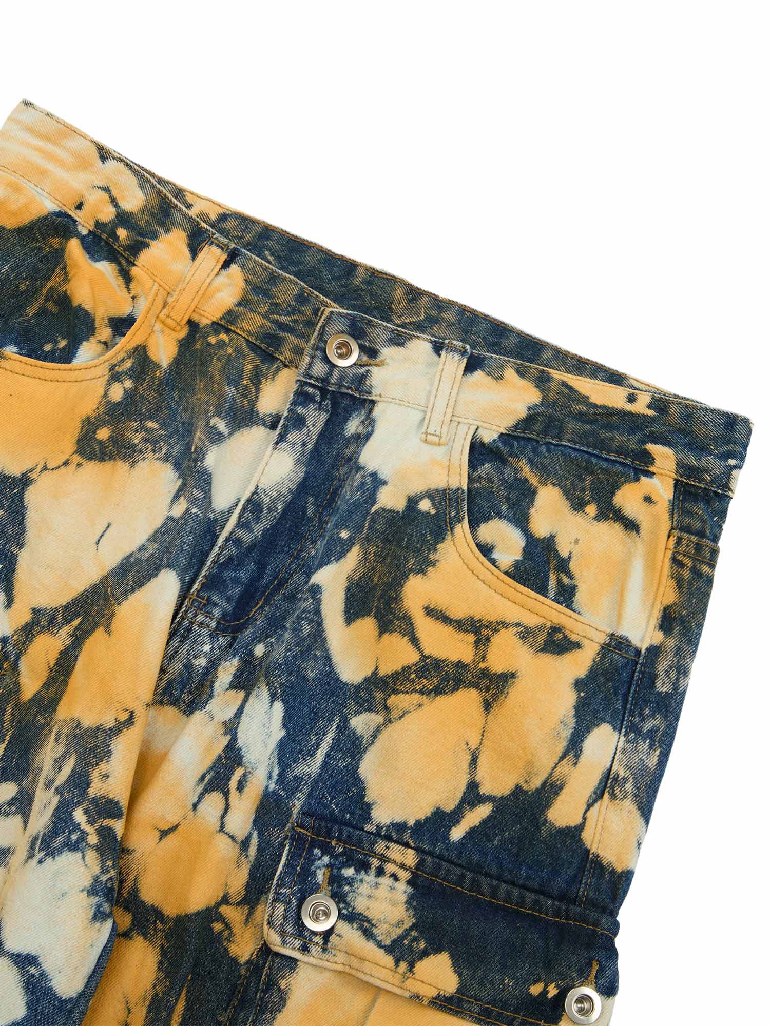 Thesupermade Tie-dye Waste Style Camouflage Cargo Jeans