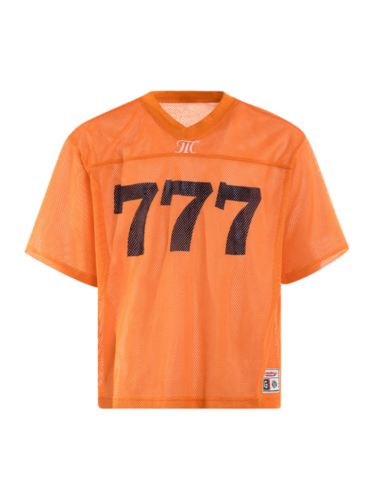 Schnelltrocknendes Jersey-T-Shirt mit Buchstaben-Print und V-Ausschnitt