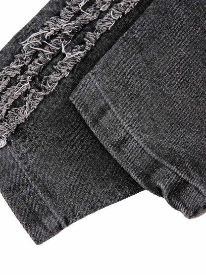 Thesupermade – Kapuzenpullover aus gewaschenem Denim im amerikanischen Retro-Look, Distressed-Look – 2176