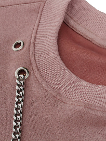 Suede Embossed Logo Chain T-Shirt