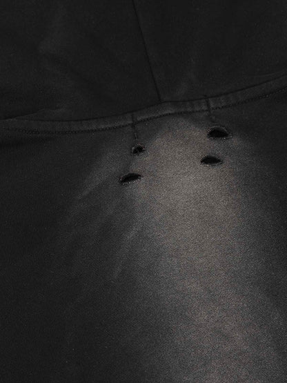 Sweat à capuche zippé déchiré et délavé