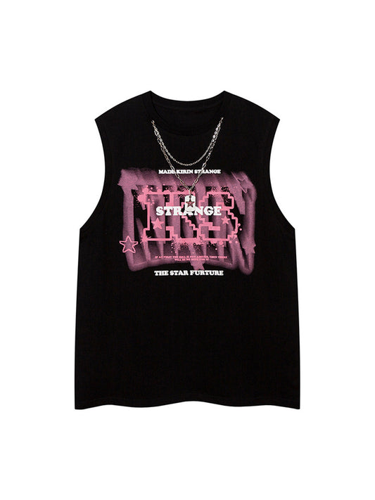 Street Retro Star Chain Print Vest