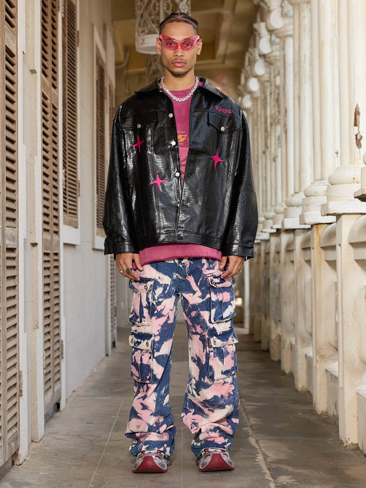 Jean cargo camouflage style déchet tie-dye supermade