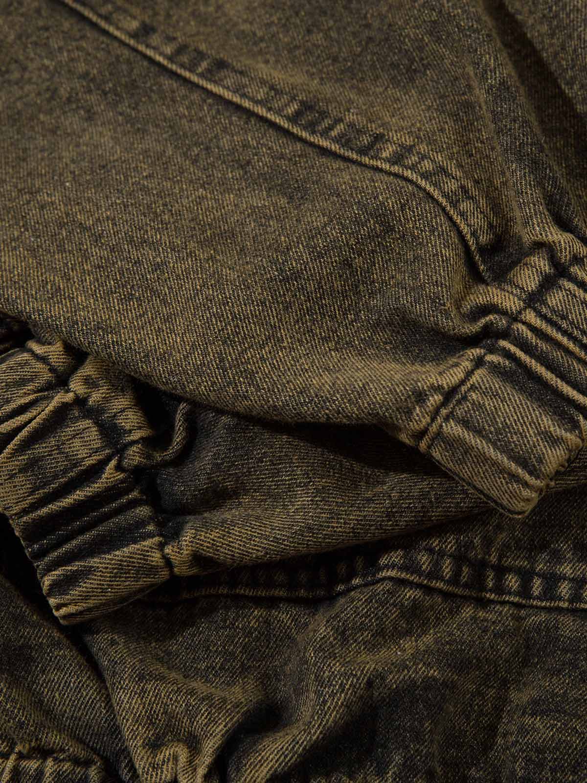 Sweat à capuche en denim délavé avec lettres brodées