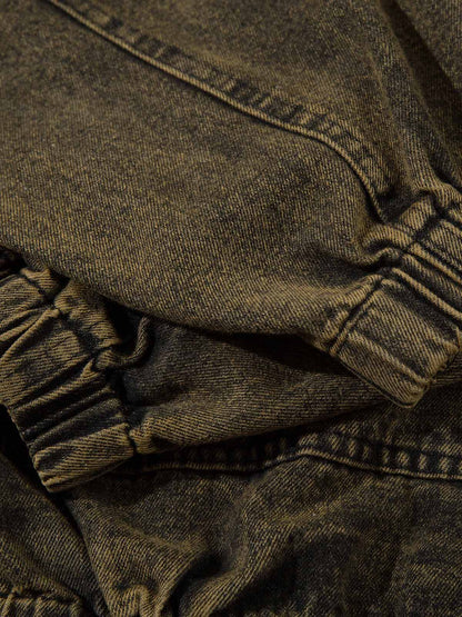 Sweat à capuche en denim délavé avec lettres brodées