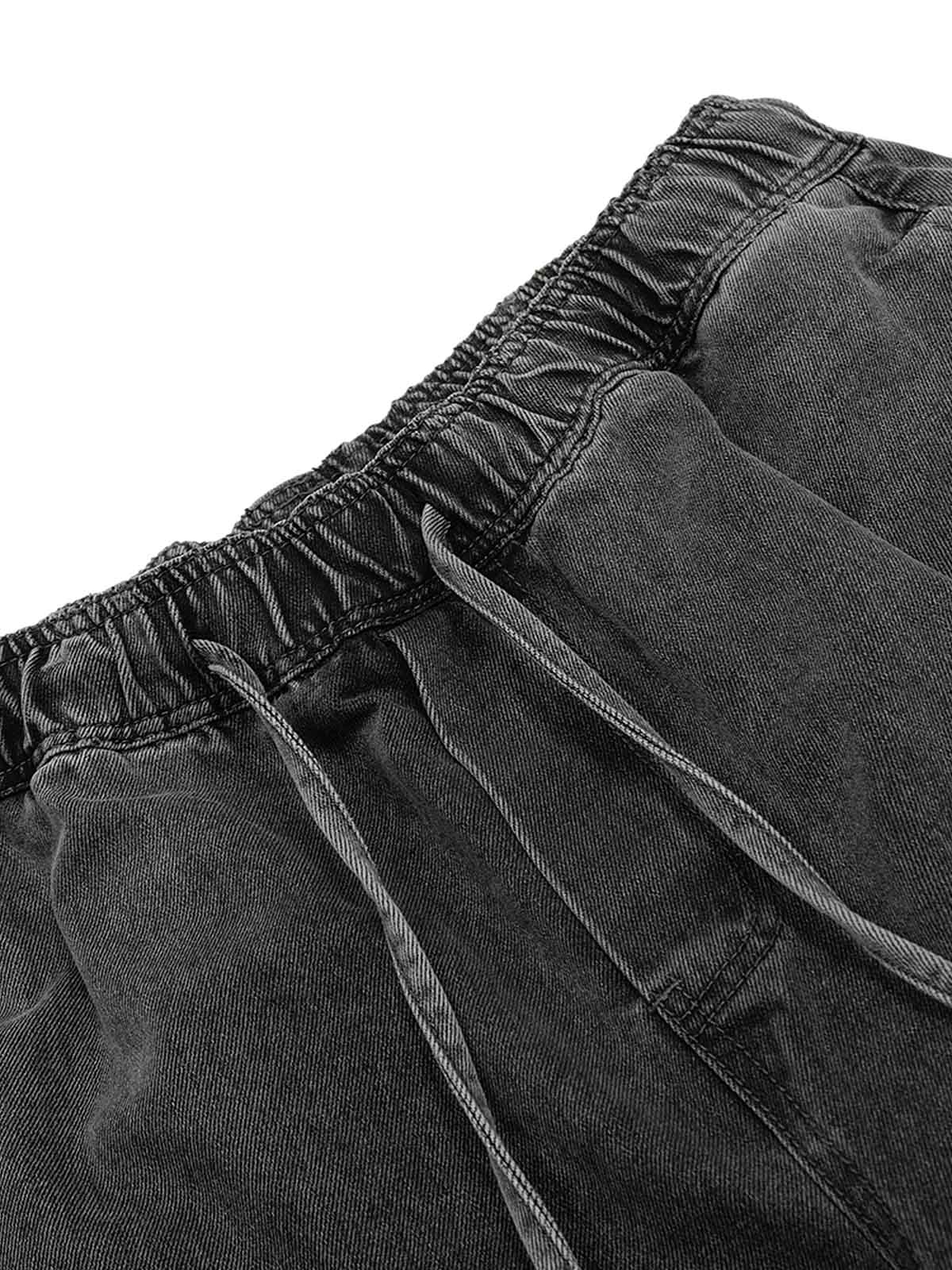 Classic Washed Drawstring Baggy Jeans