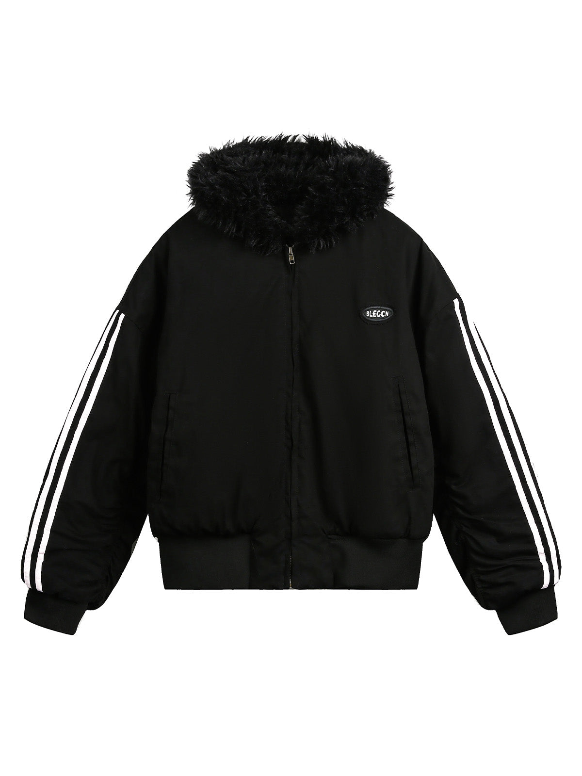 Thesupermade Fur Hooded Quilted Bomber Jacket