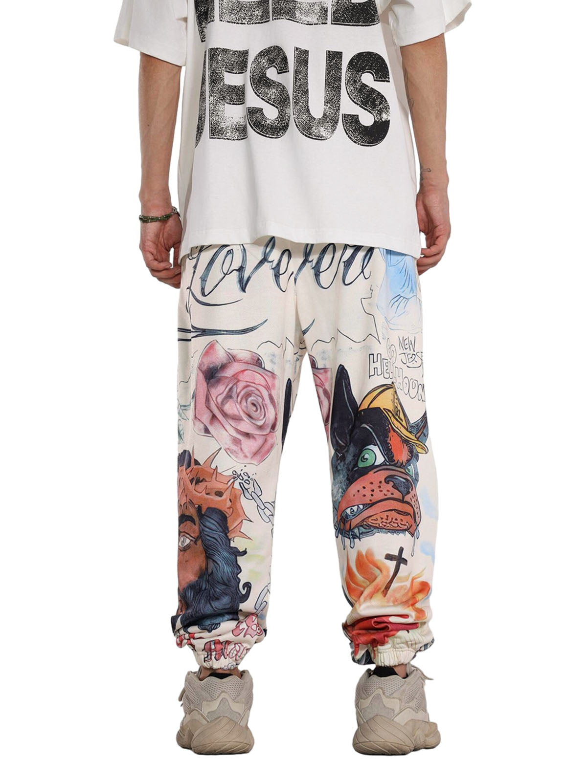 Thesupermade Drawstring Full Graffiti Cuffed Pants