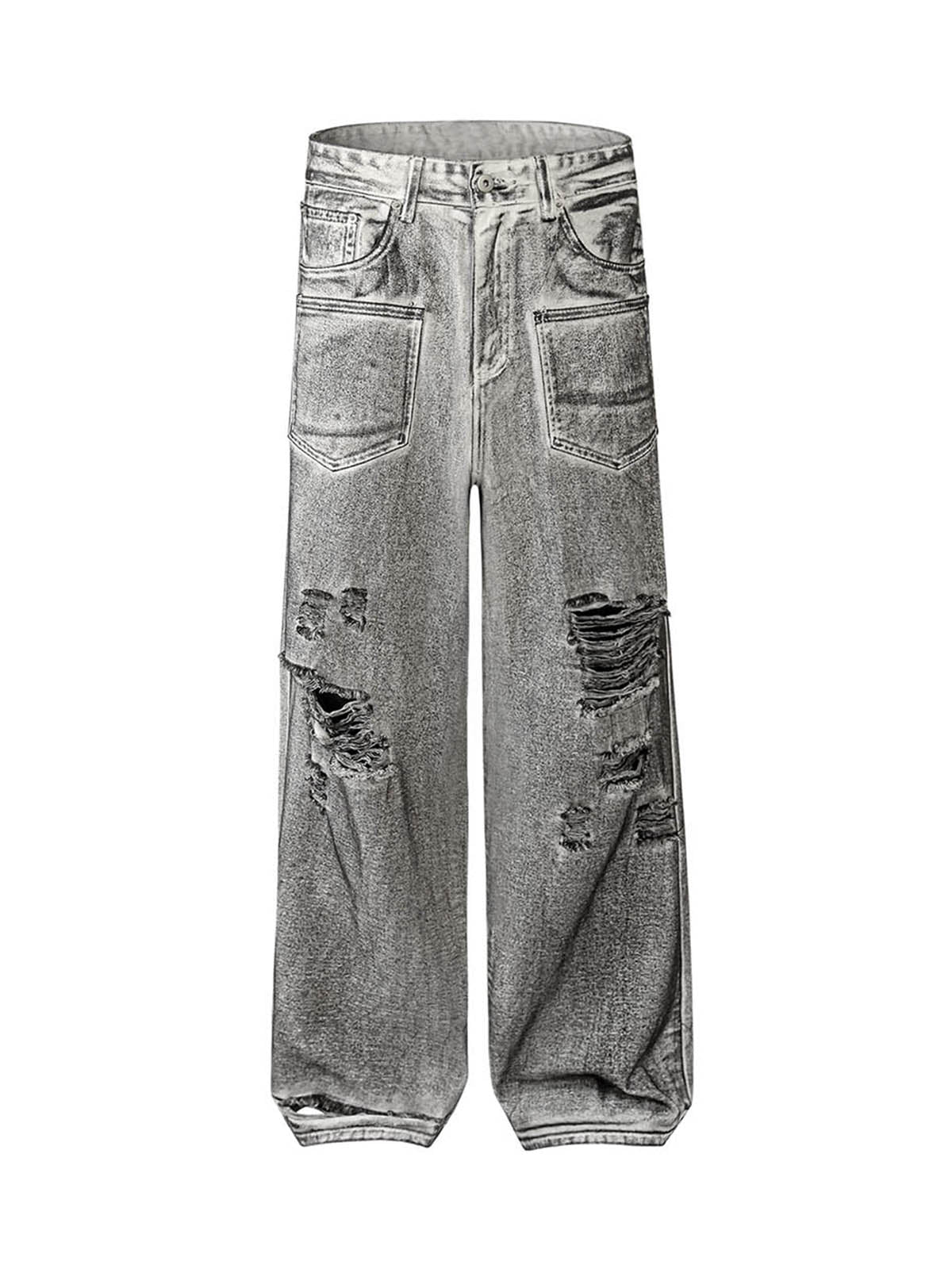 Thesupermade Washed Ripped Baggy Jeans