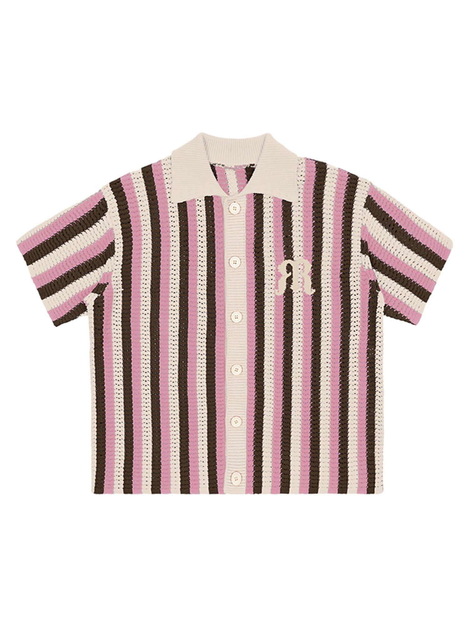 Thesupermade Striped Embroidered Short-sleeved Shirt