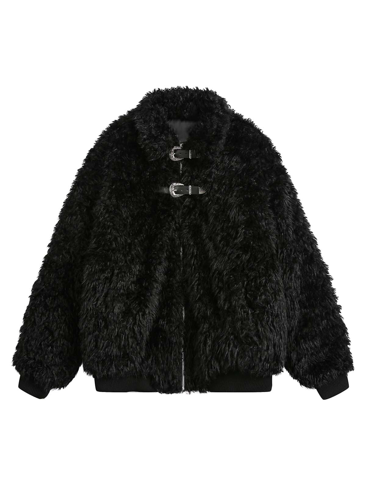 Thesupermade Kunstpelzjacke mit Metall-Lederknopf -2245