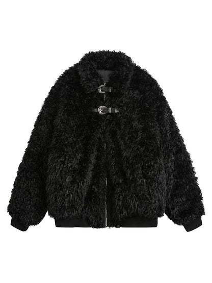 Thesupermade Kunstpelzjacke mit Metall-Lederknopf -2245