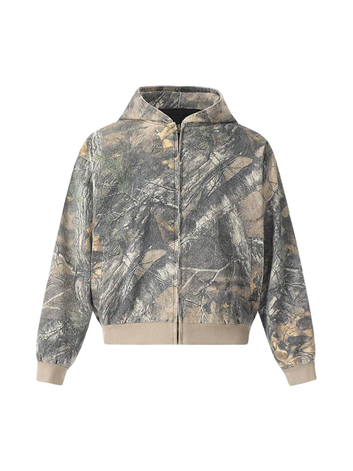 Thesupermade Camouflage Wood Printed Hooded Jacket