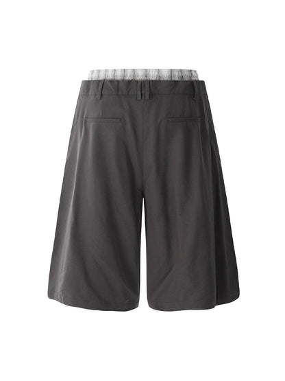 Retro Double Waist Stitching Jorts