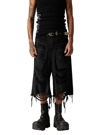 Washed RO Style Ripped Denim Jorts
