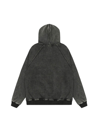 Sweat à capuche zippé avec col en fourrure lavée