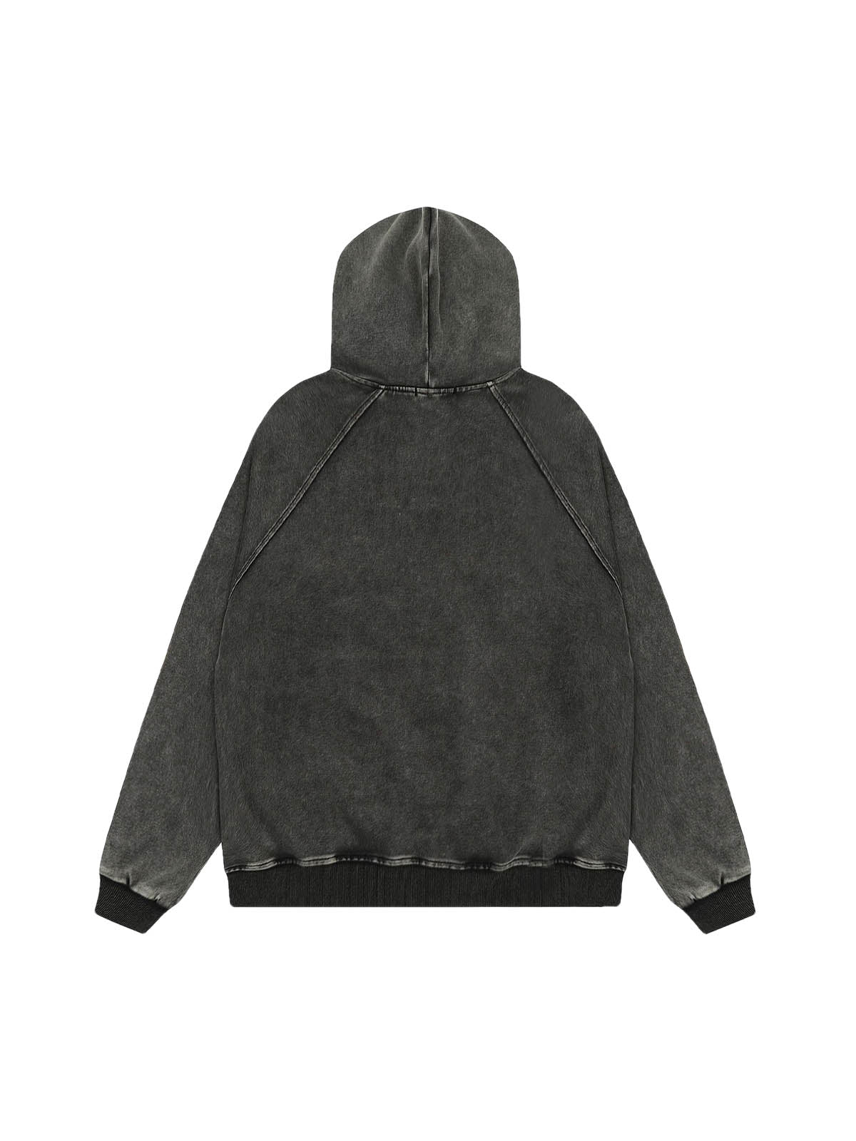 Washed Fur Collar Zip Up Hoodie