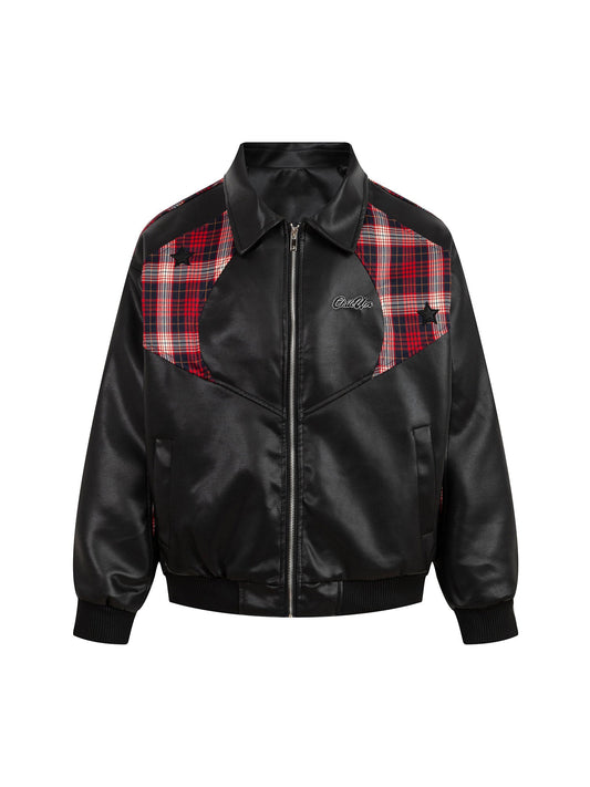Veste matelassée en cuir PU patchwork supermade