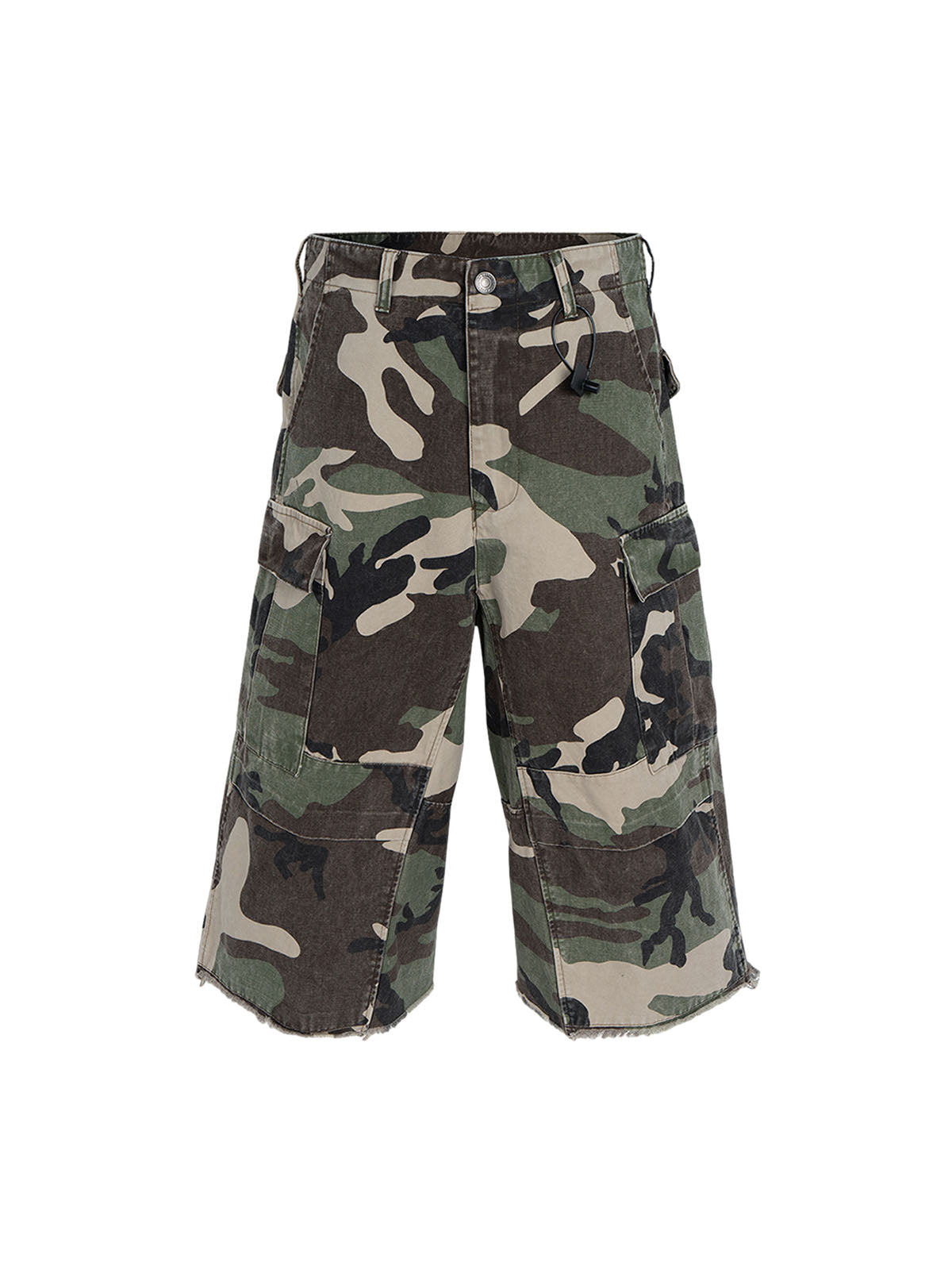 Kurze Shorts mit Retro-Tarnmuster und Whisker-Schnitt