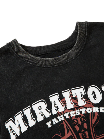 Weste mit zerrissenem Grafik-Kreuz-Print im Used-Look