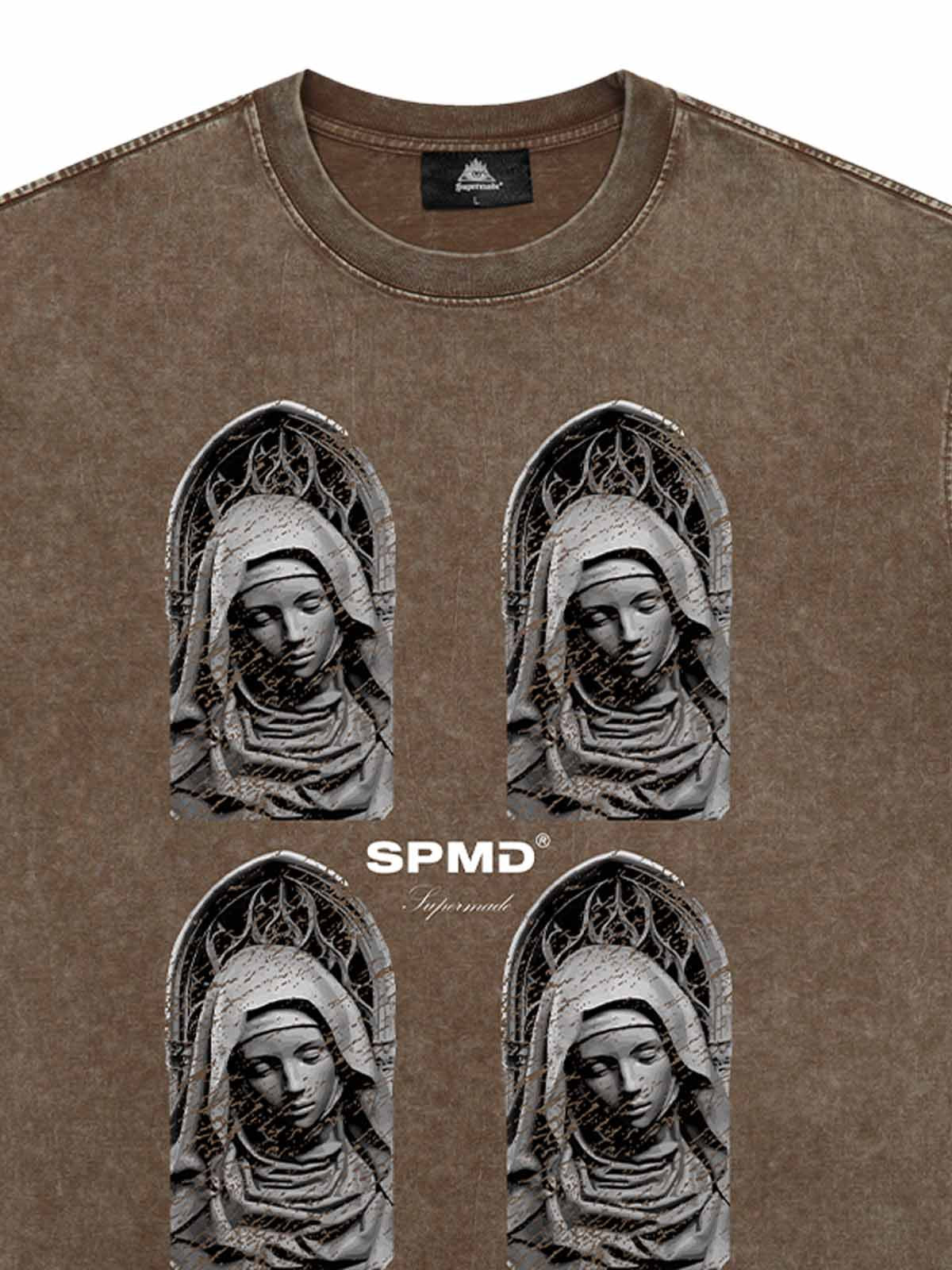Original Virgin Mary Mottled Sculpture Print T-Shirt