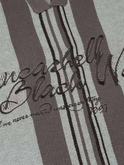 Thesupermade – Gestreifter Polopullover aus besticktem Strick