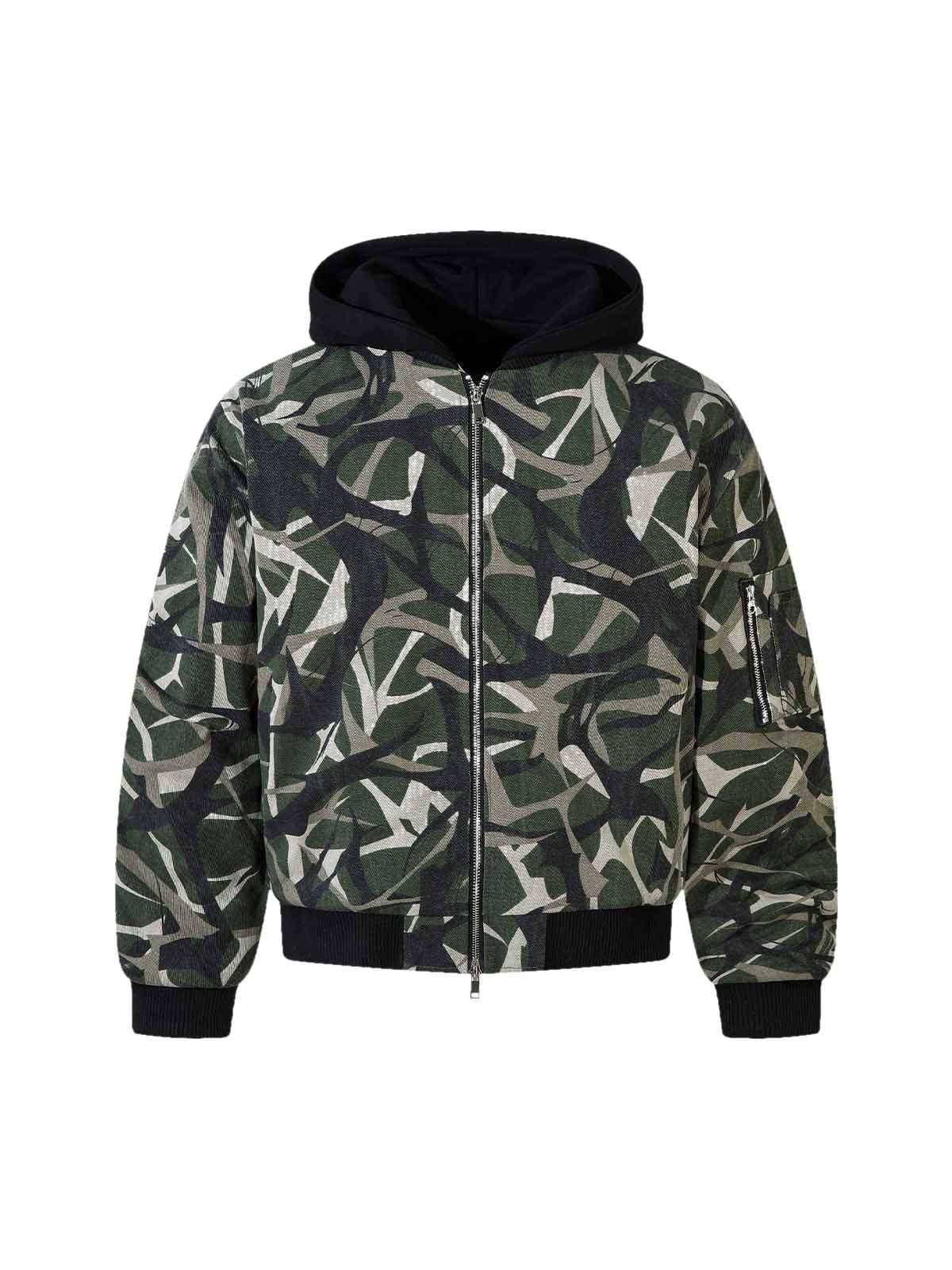 Thesupermade Camouflage Faux Zweiteiliger Trainingsanzug mit Kapuze und Fleecejacke – 2331