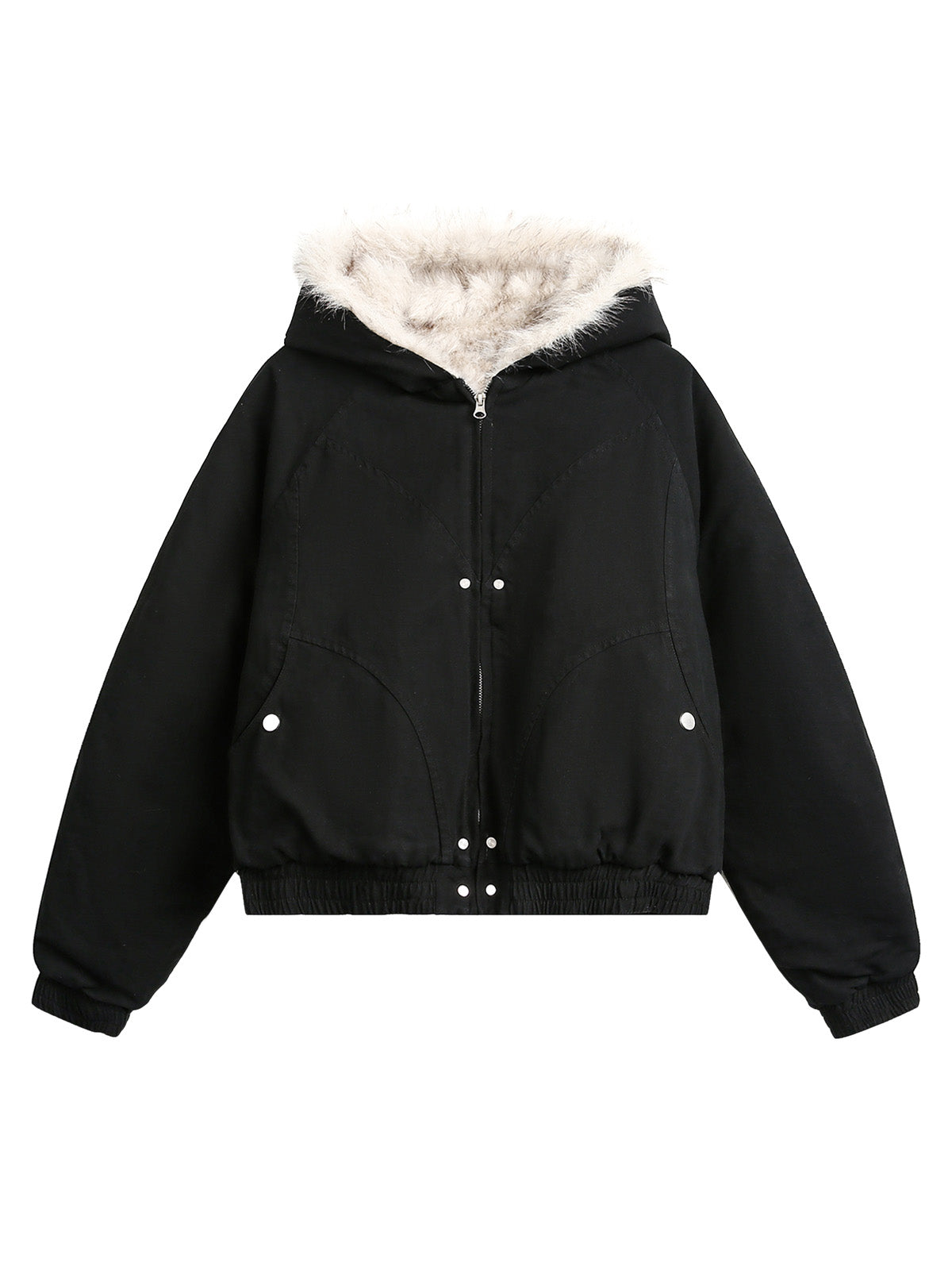 Veste matelassée à capuche en fourrure épissée - 2285
