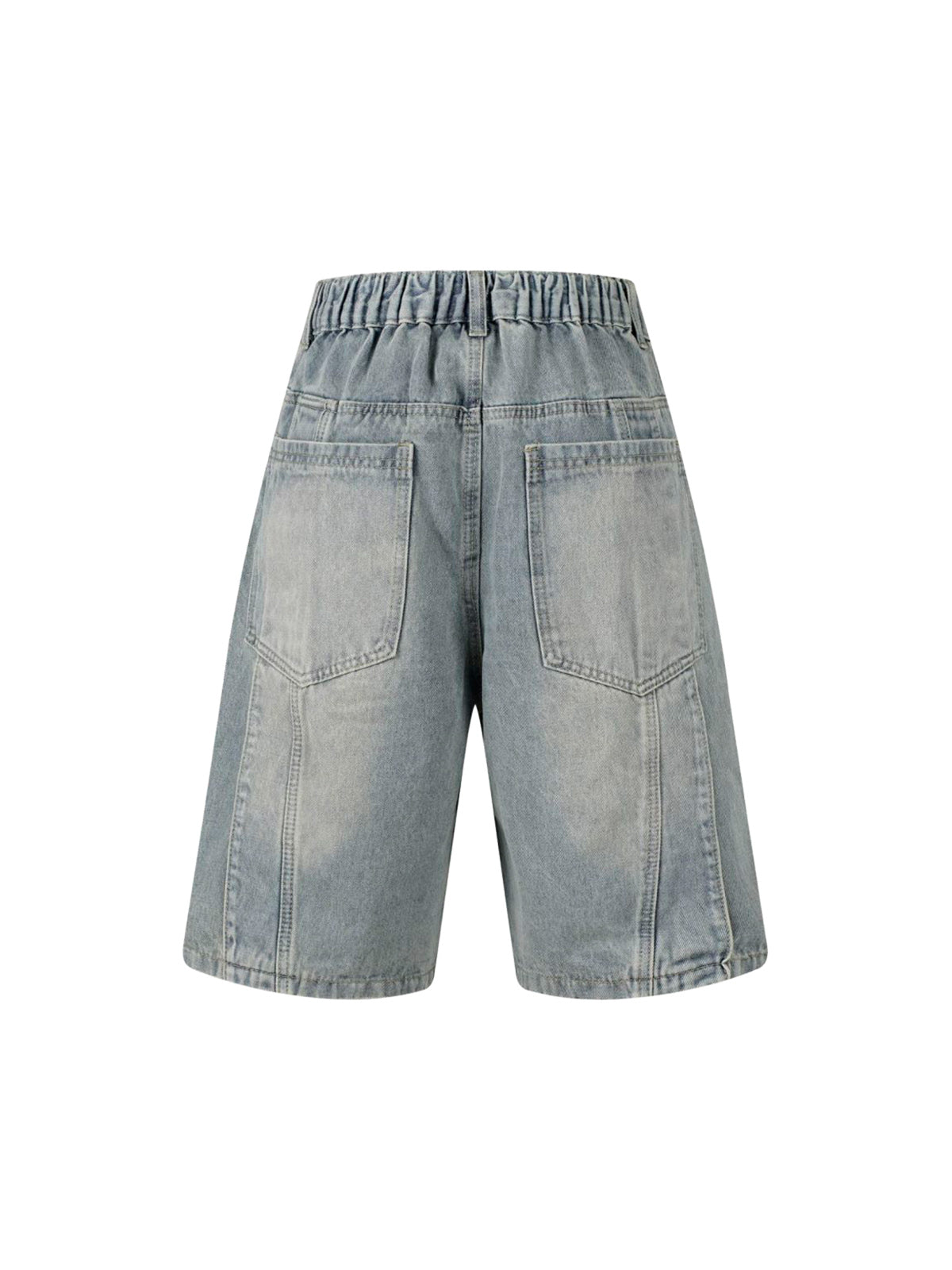Verwaschene Distressed-Jeansshorts mit dekonstruiertem Schlitz