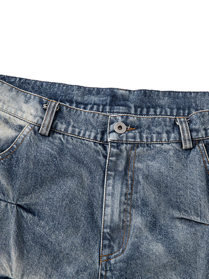 Jeans mit verwaschener Bundfaltenpartie