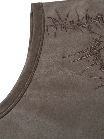 Suede Thorn Embroidered Vest