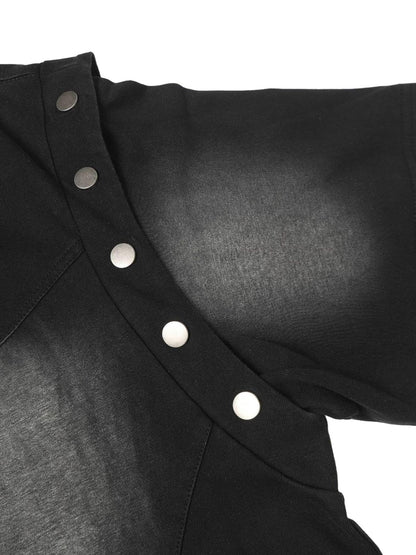 Retro Washed Detachable Waistcoat T-shirt