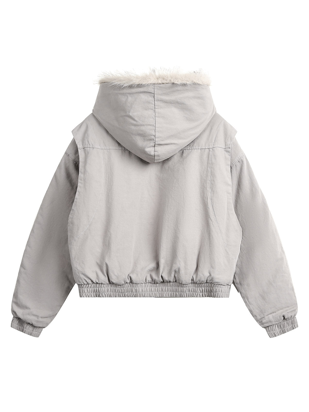 Veste matelassée à capuche en fourrure épissée - 2285