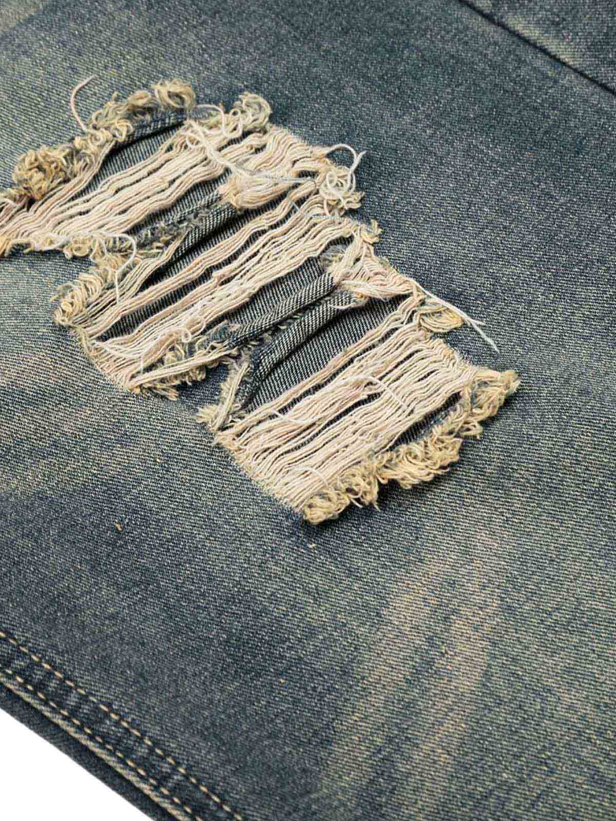 Washed Ripped Barrel Jeans