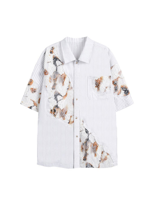 Chemise en jean vintage brodée de fleurs