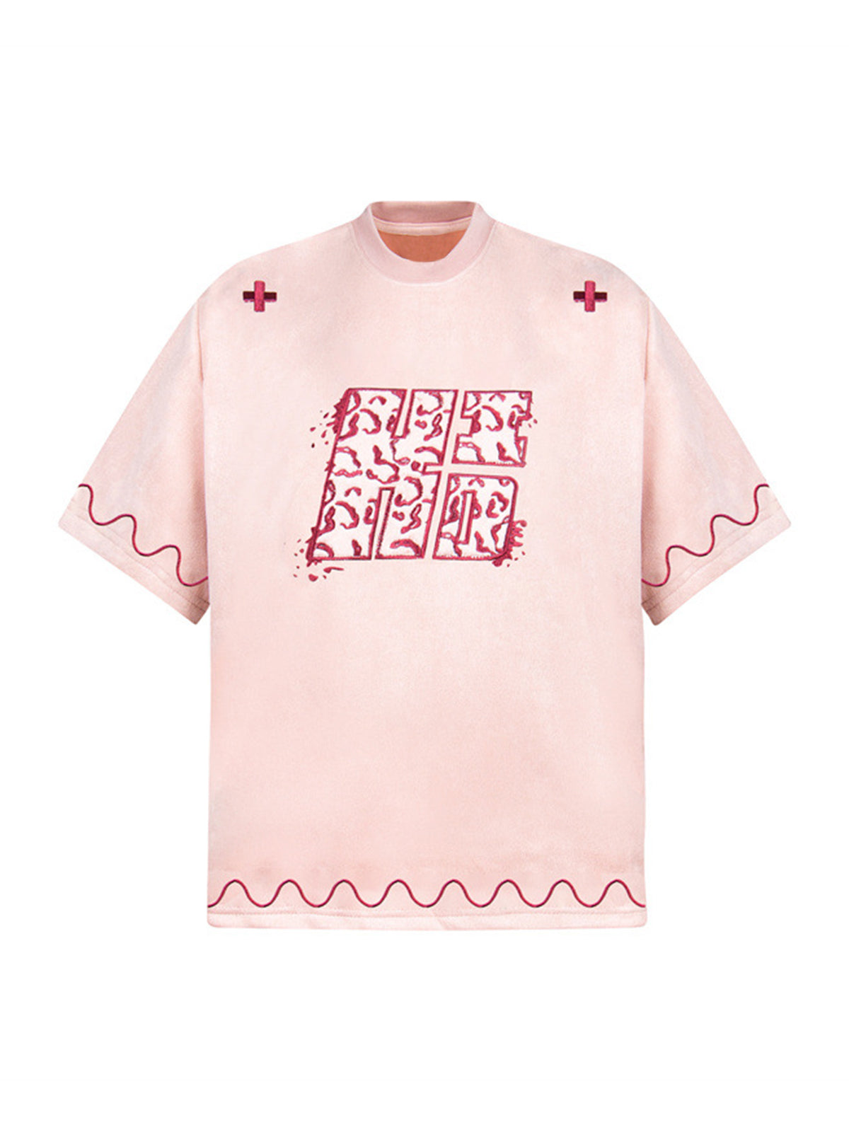 T-shirt imprimé croix et vague