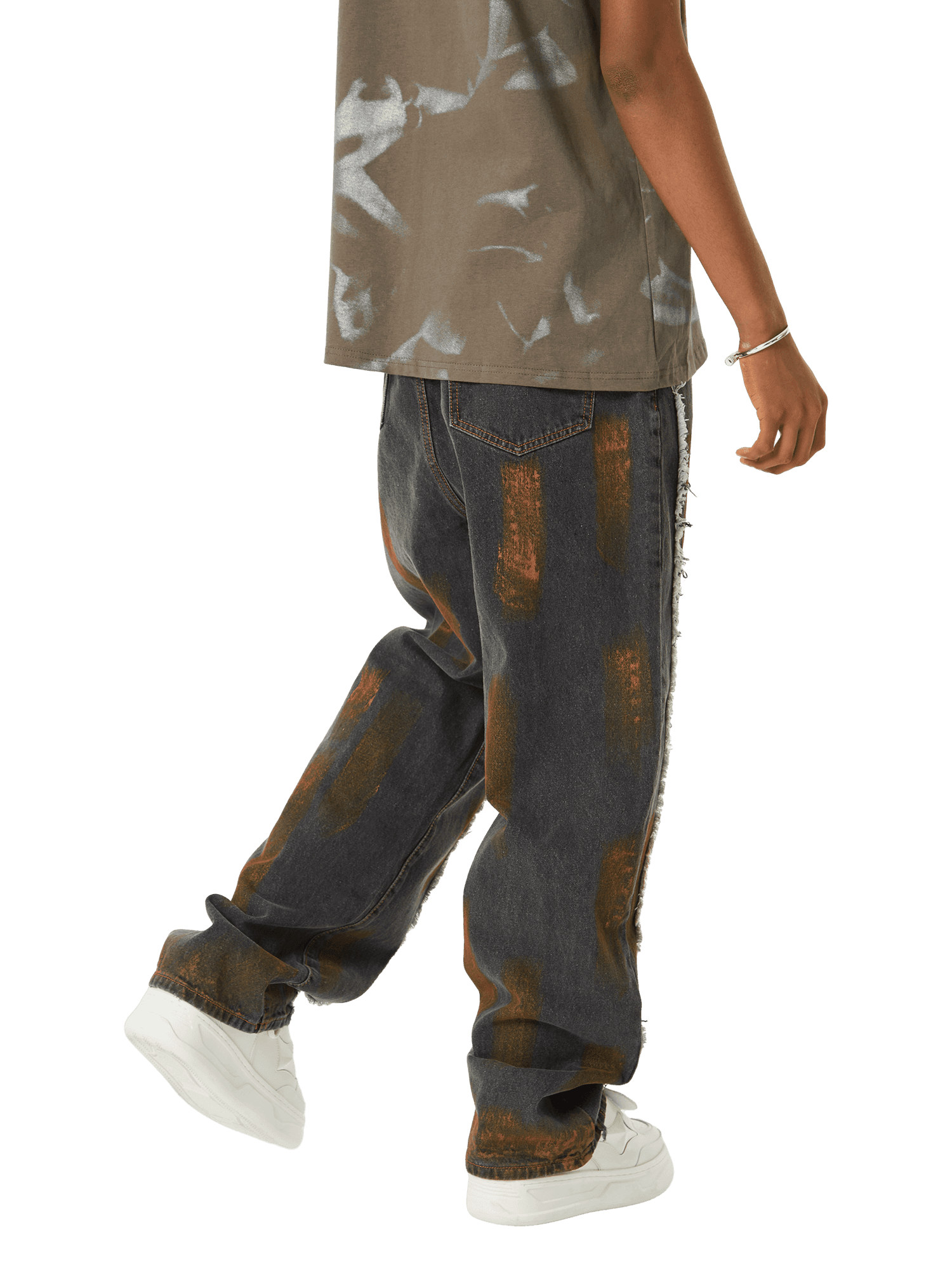 Thesupermade American Street Style Spray Painted Fur Jeans - 2052