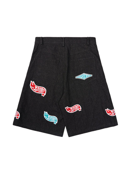 Original Embroidered Patch Street Denim Shorts