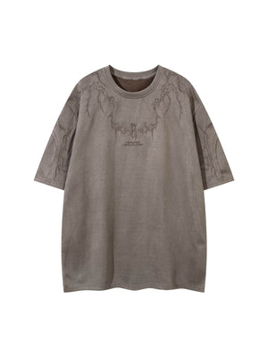 Thorn Embroidery Suede T-Shirt