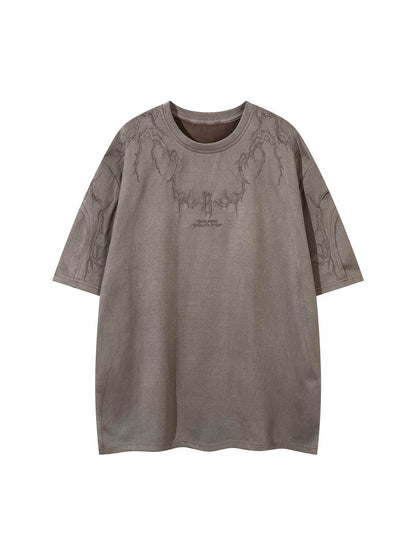 Thorn Embroidery Suede T-Shirt