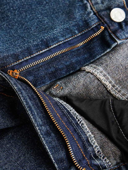 Gerade Jeans mit Graffiti-Print im Used-Look
