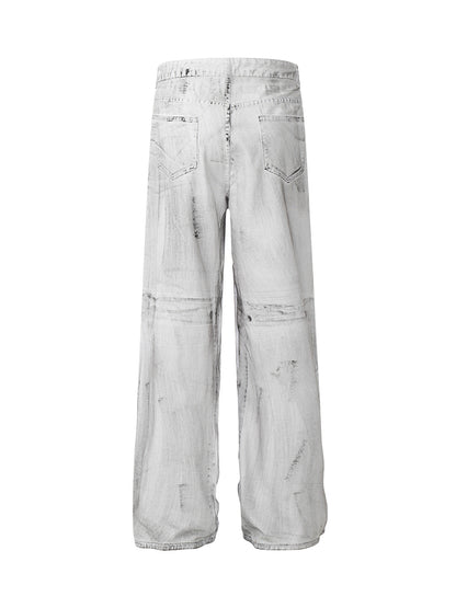 Dekonstruierte Split-Jeans im Street Batik-Stil