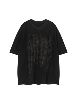 Street Retro Fur Patchwork T-shirt