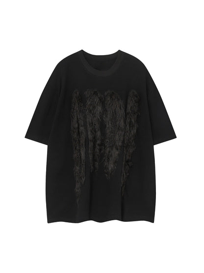 Street Retro Fur Patchwork T-shirt