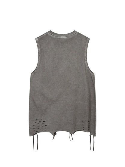 Raw Edge Butterfly Print Vest