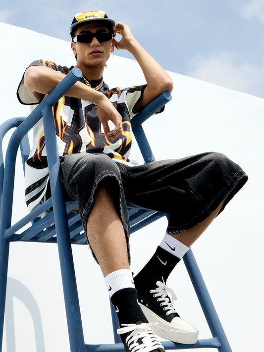 Jersey Style Flame Print T-shirt