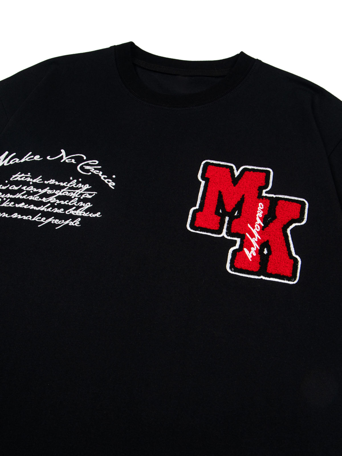 T-Shirt im Retro-Motorrad-Stil mit schwerem Patch-Stickerei