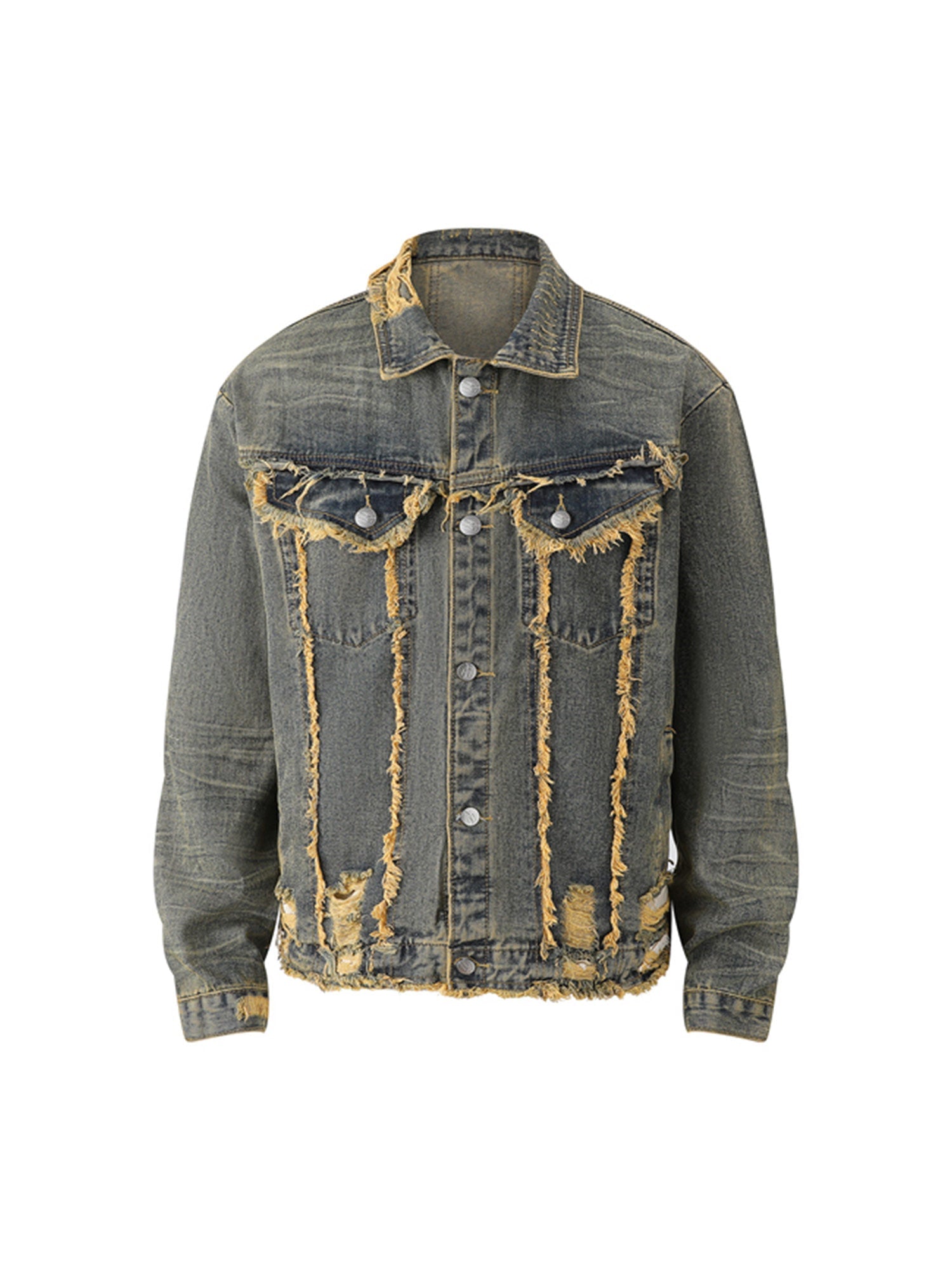 Veste en jean vieilli à bords bruts Supermade