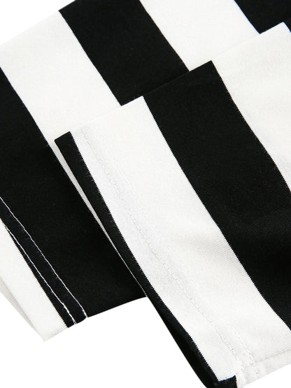 Gestreiftes Langarm-T-Shirt mit abnehmbarem Pelzkragen